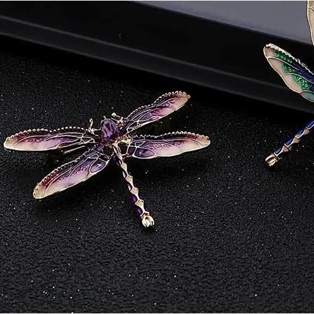🔹️NWOT Purple & Gold Plated Dragonfly Scarf Pin/Brooch